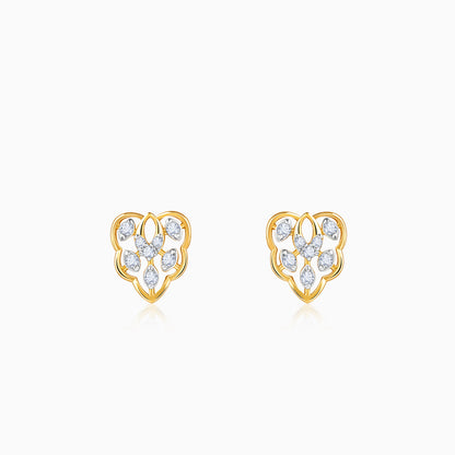 Gold Crystal Lure Lab Grown Diamond Stud Earrings