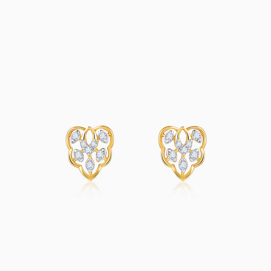 Gold Crystal Lure Lab Grown Diamond Stud Earrings