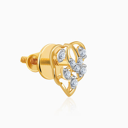 Gold Crystal Lure Lab Grown Diamond Stud Earrings