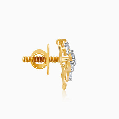 Gold Crystal Lure Lab Grown Diamond Stud Earrings