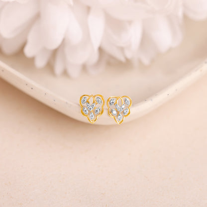 Gold Crystal Lure Lab Grown Diamond Stud Earrings