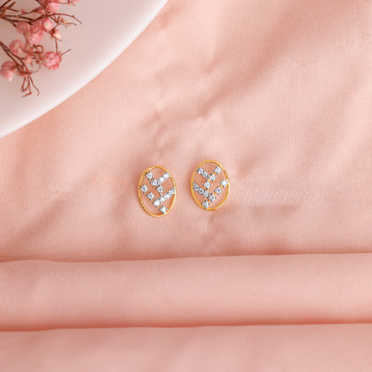 Gold Oval Lab Grown Diamond Stud Earrings