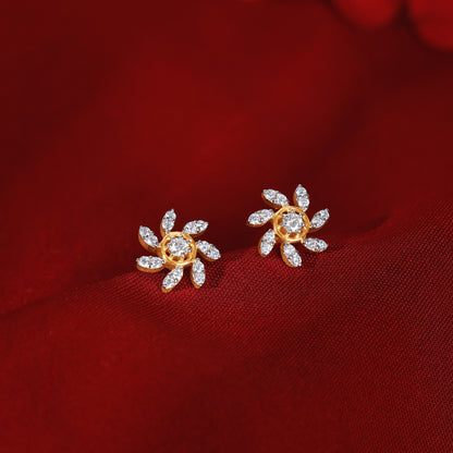 Gold Sunlit Petals Lab Grown Diamond Earrings