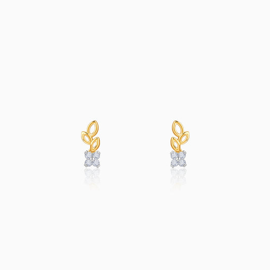 Gold Leaflight Charm Lab Grown Diamond Earrings