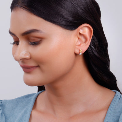 Gold Leaflight Charm Lab Grown Diamond Earrings