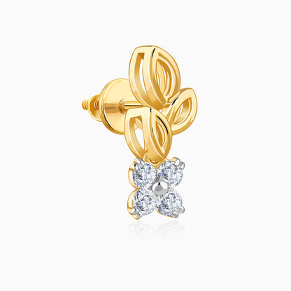 Gold Leaflight Charm Lab Grown Diamond Earrings