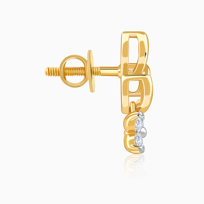 Gold Leaflight Charm Lab Grown Diamond Earrings