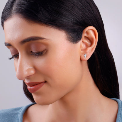 Gold Classy Rhombus Lab Grown Diamond Earrings