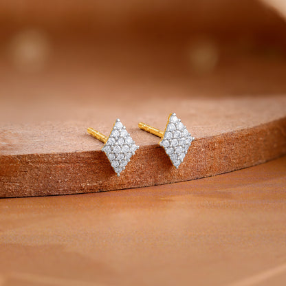 Gold Classy Rhombus Lab Grown Diamond Earrings