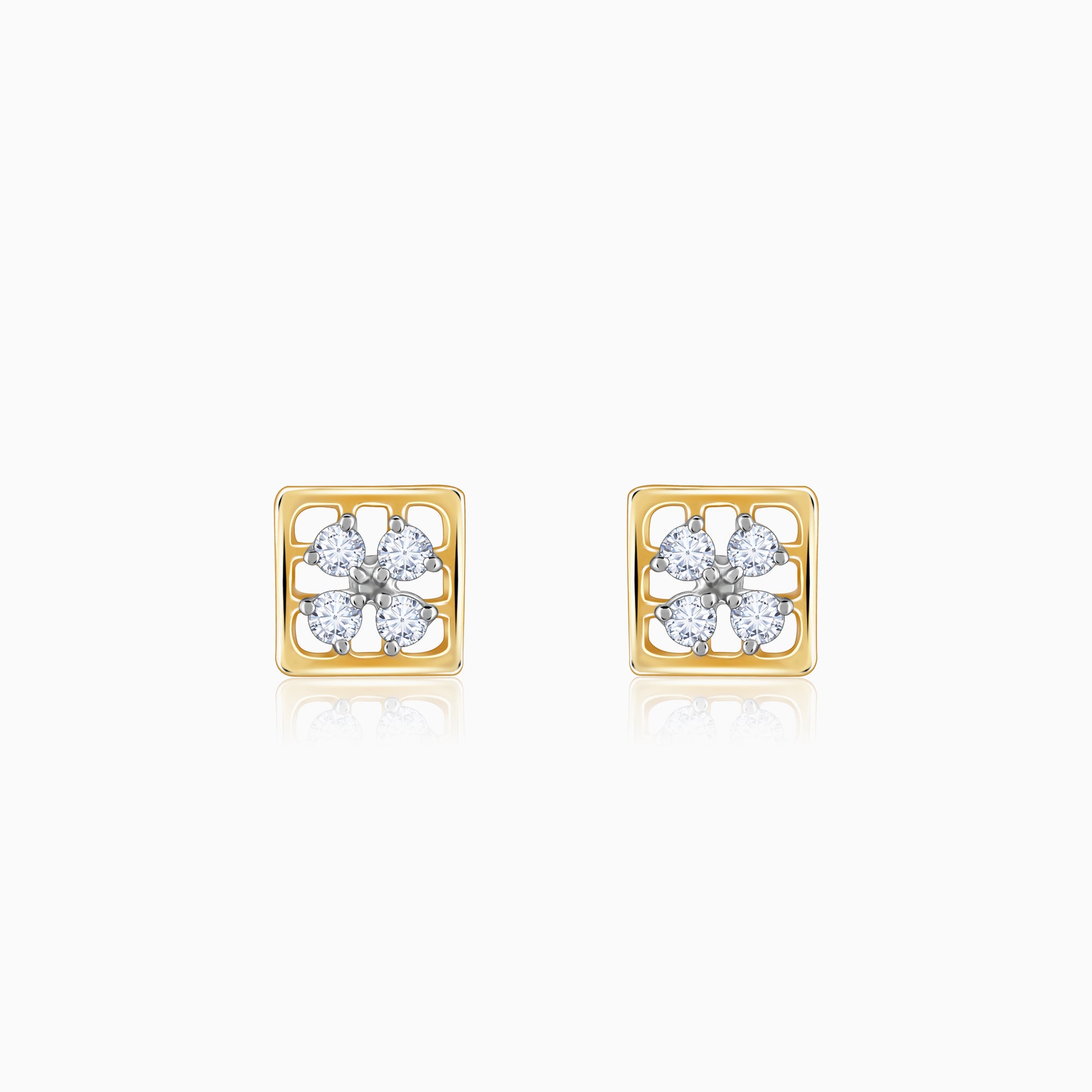 Gold Square Cut Lab Grown Diamond Stud Earrings
