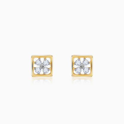 Gold Square Cut Lab Grown Diamond Stud Earrings