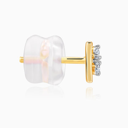 Gold Square Cut Lab Grown Diamond Stud Earrings