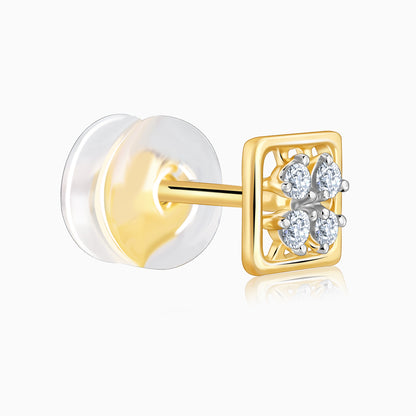 Gold Square Cut Lab Grown Diamond Stud Earrings
