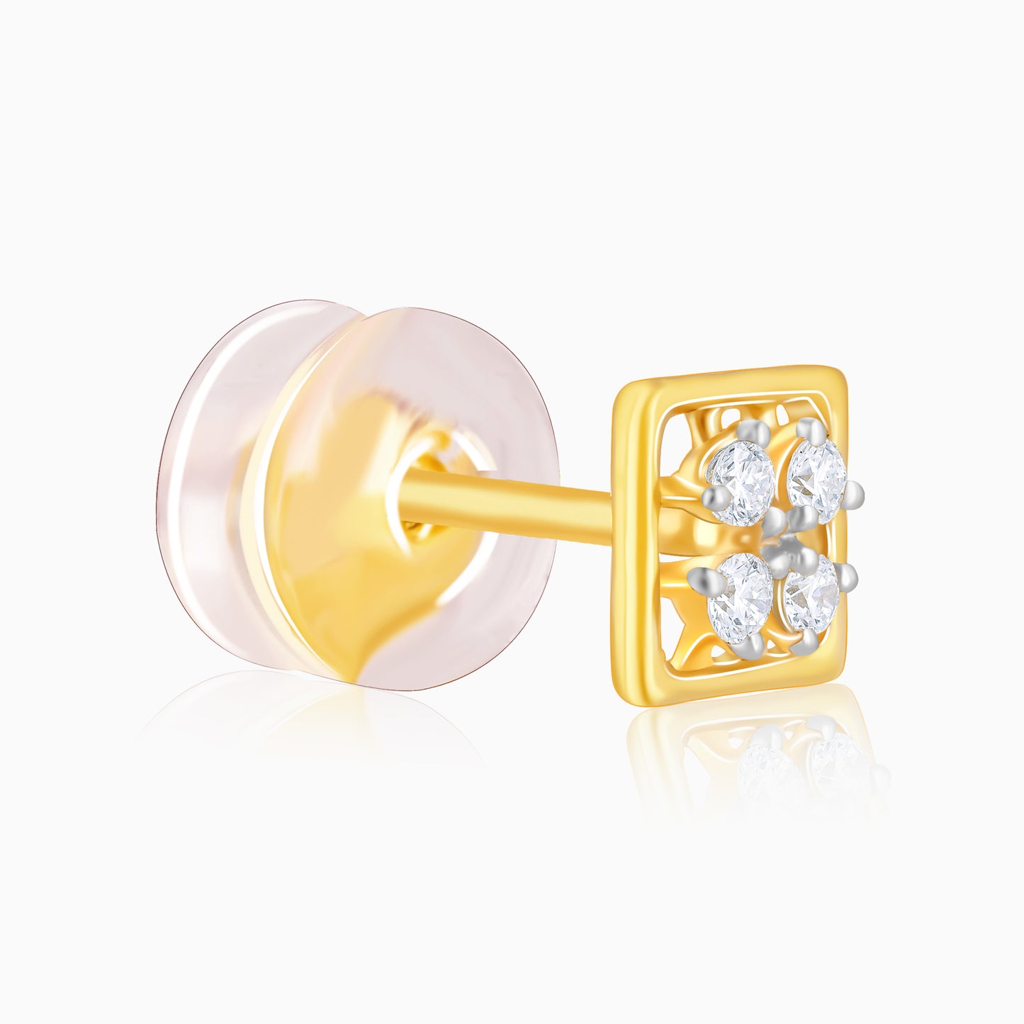 Gold Square Cut Diamond Stud Earrings