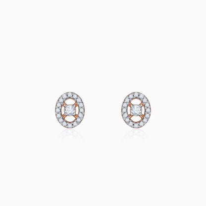 Rose Gold Stylish Wheel Lab Grown Diamond Earrings