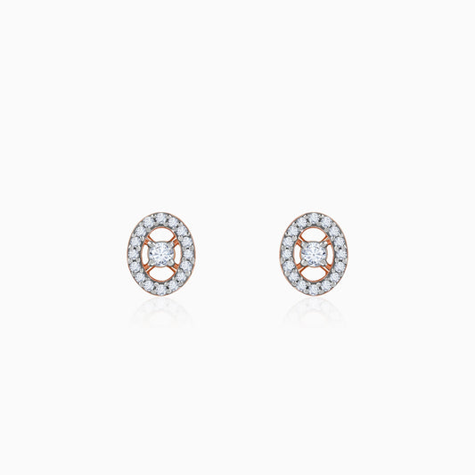 Rose Gold Stylish Wheel Lab Grown Diamond Earrings
