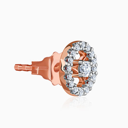 Rose Gold Stylish Wheel Lab Grown Diamond Earrings