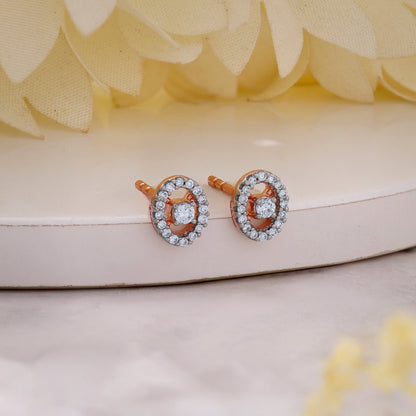 Rose Gold Stylish Wheel Lab Grown Diamond Earrings