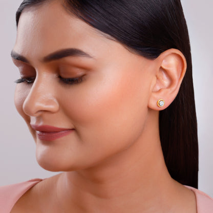Gold Lovely Circle Lab Grown Diamond Studs