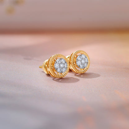 Gold Lovely Circle Lab Grown Diamond Studs