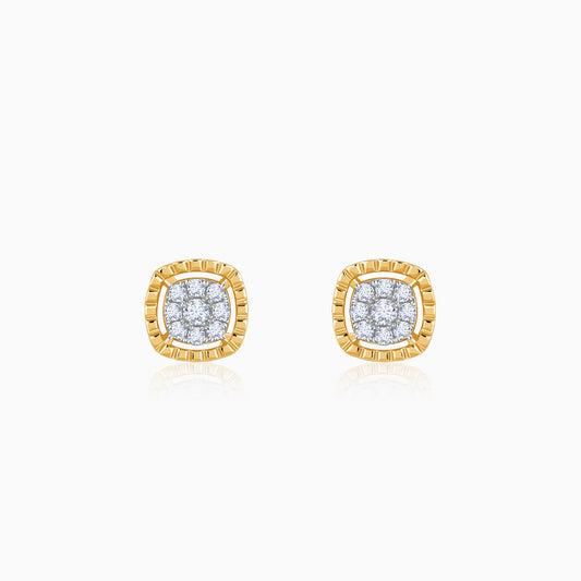 Gold Lovely Square Lab Grown Diamond Studs