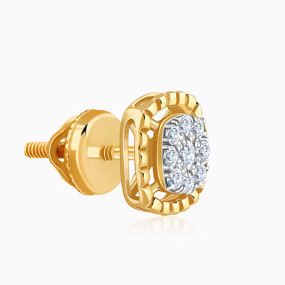 Gold Lovely Square Lab Grown Diamond Studs