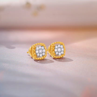 Gold Lovely Square Lab Grown Diamond Studs