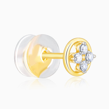 Gold Circular Quartet Diamond Stud Earrings