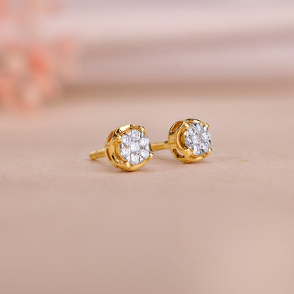 Gold Petal Lab Grown Diamonds Studs