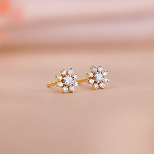 Gold Blooming Cluster Lab Grown Diamond Stud Earrings
