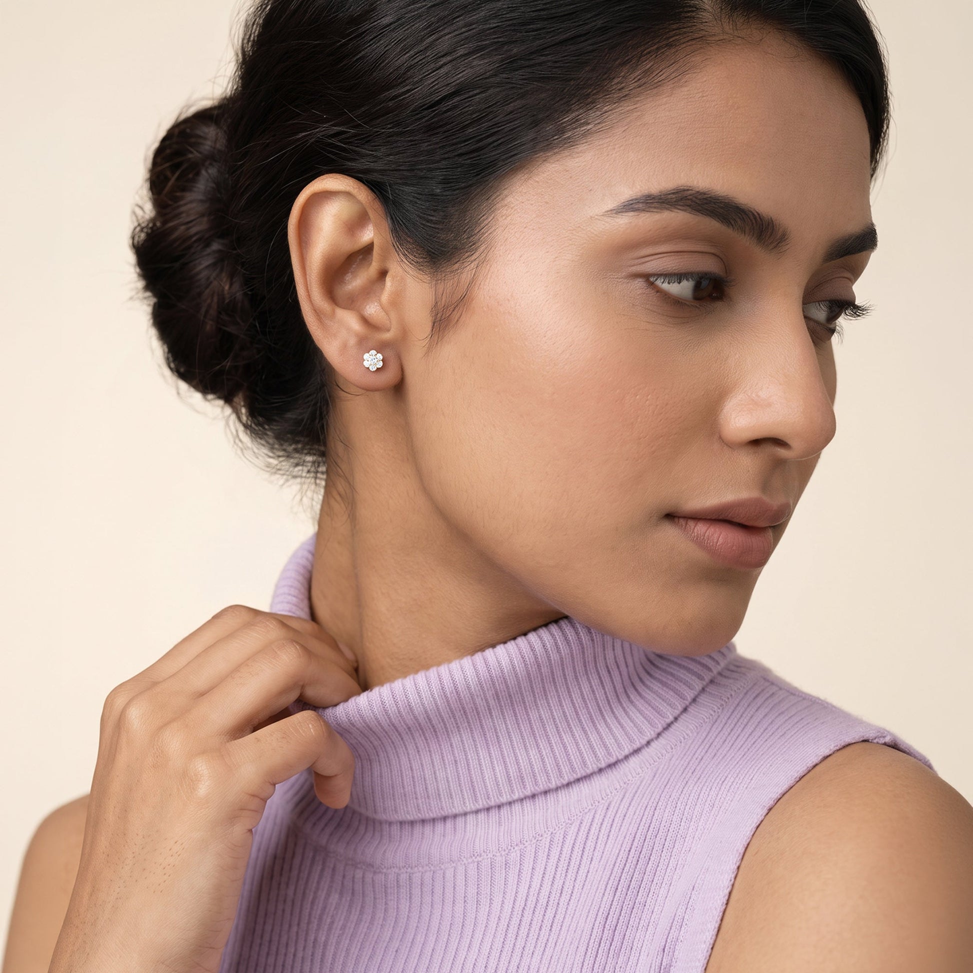 Gold Frosted Array Lab Grown Diamond Earrings