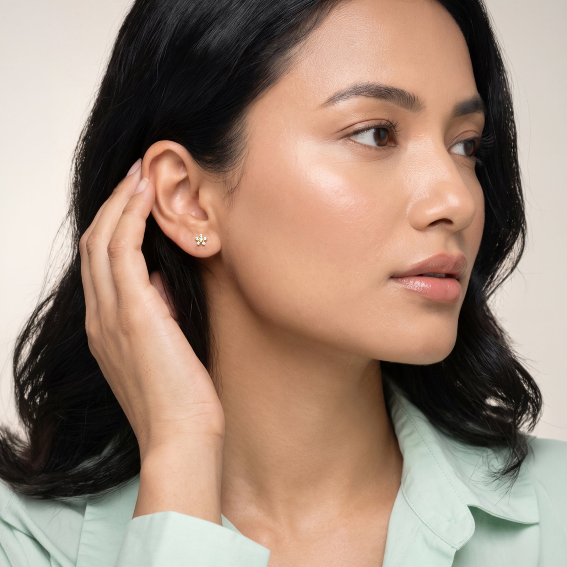 Gold Blossom Dew Lab Grown Diamond Earrings