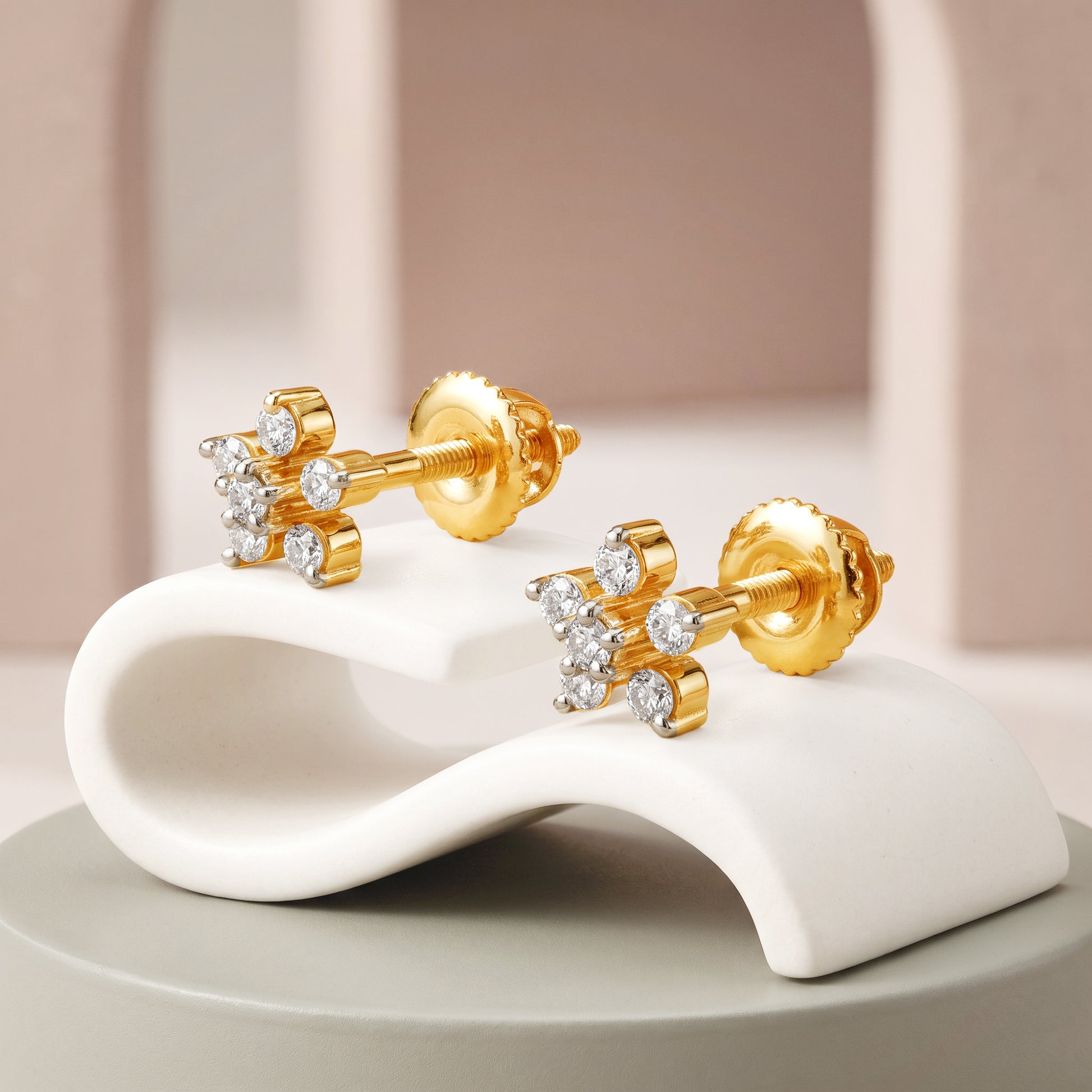 Gold Blossom Dew Lab Grown Diamond Earrings