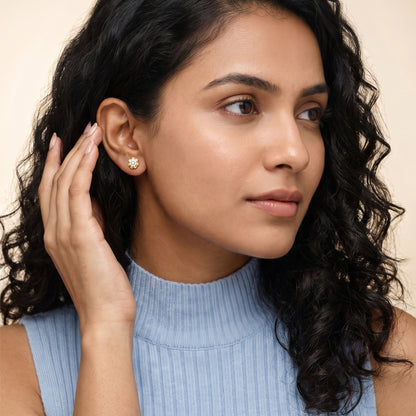 Gold Amber Lab Grown Diamond Earrings
