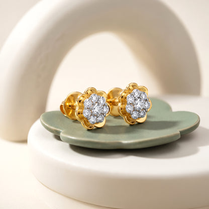 Gold Amber Lab Grown Diamond Earrings