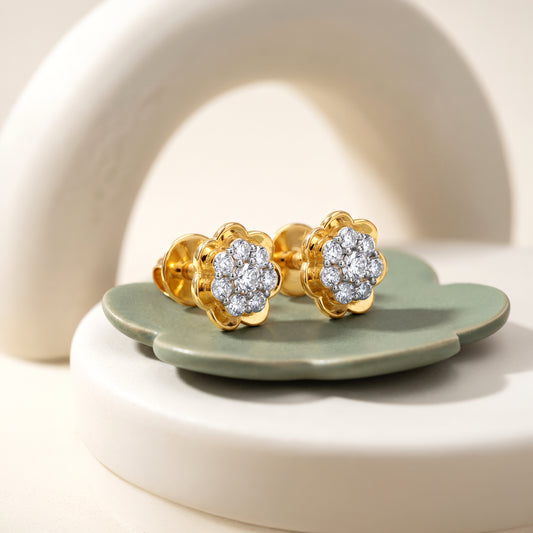 Gold Amber Lab Grown Diamond Earrings