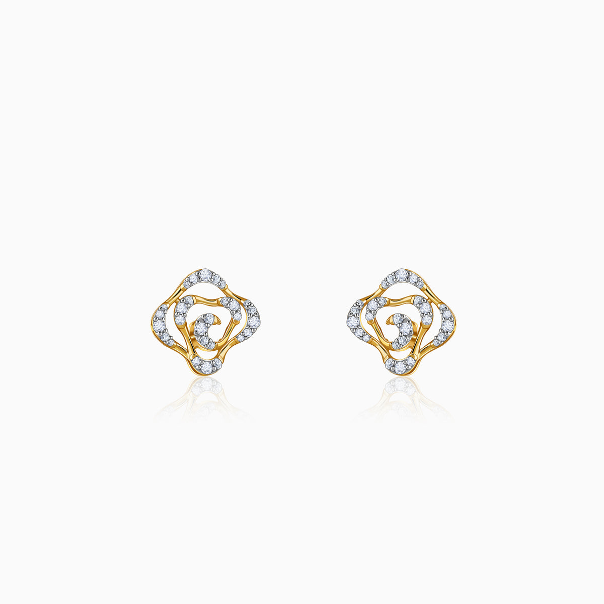 Gold Elan Clover Lab Grown Diamond Earrings