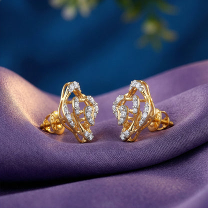 Gold Elan Clover Lab Grown Diamond Earrings
