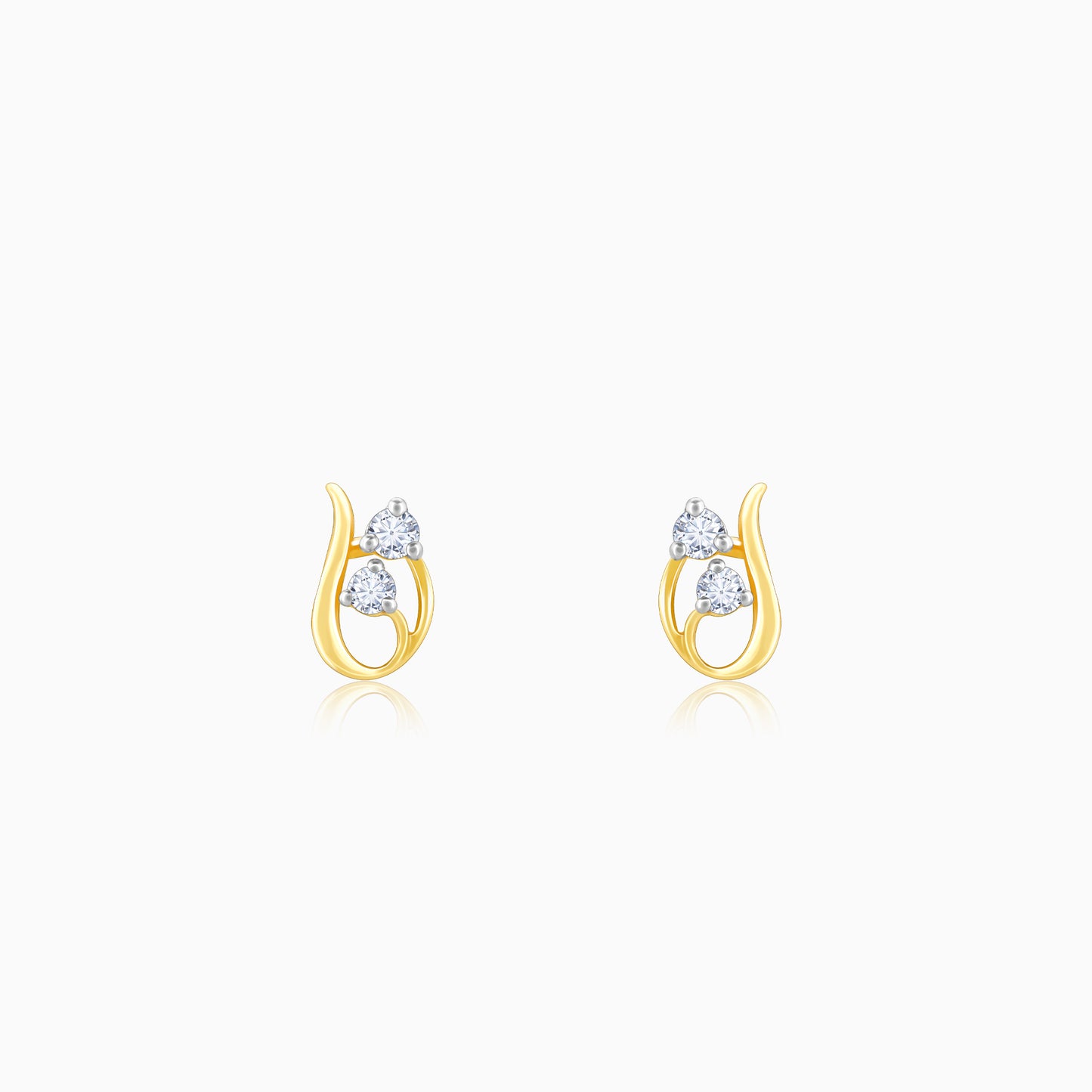 Gold Elegant Twirl Diamond Stud Earrings