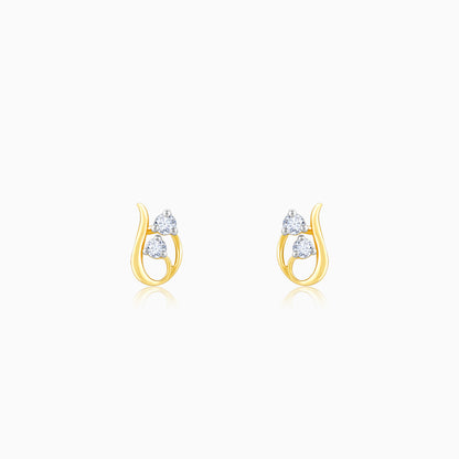 Gold Graceful Twirl Diamond Stud Earrings