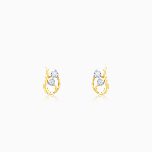 Gold Graceful Twirl Diamond Stud Earrings