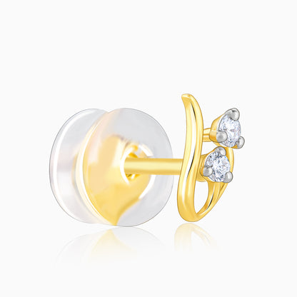 Gold Graceful Twirl Diamond Stud Earrings