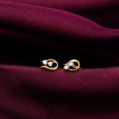 Gold Graceful Twirl Diamond Stud Earrings