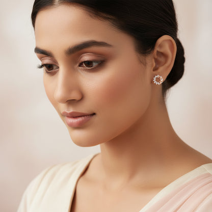 Rose Gold Crimson Halo Lab Grown Diamond Studs