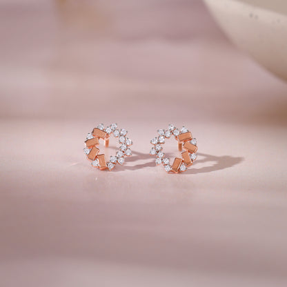 Rose Gold Crimson Halo Lab Grown Diamond Studs