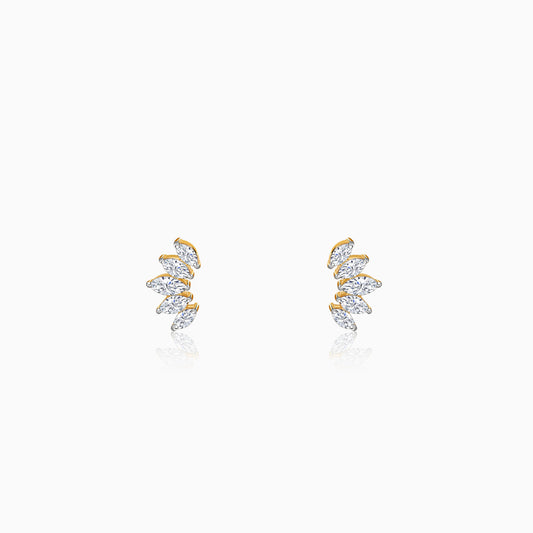 Gold Lotus Petals Lab Grown Diamond Earrings
