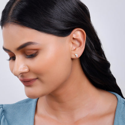 Gold Lotus Petals Lab Grown Diamond Earrings