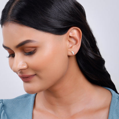 Gold Lotus Petals Lab Grown Diamond Earrings