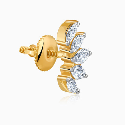 Gold Lotus Petals Lab Grown Diamond Earrings