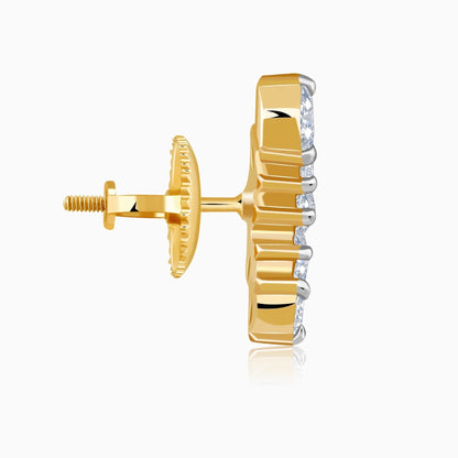 Gold Lotus Petals Lab Grown Diamond Earrings